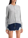 Face Patch Crop Cardigan Light Grey Melange - ACNE STUDIOS - BALAAN 3