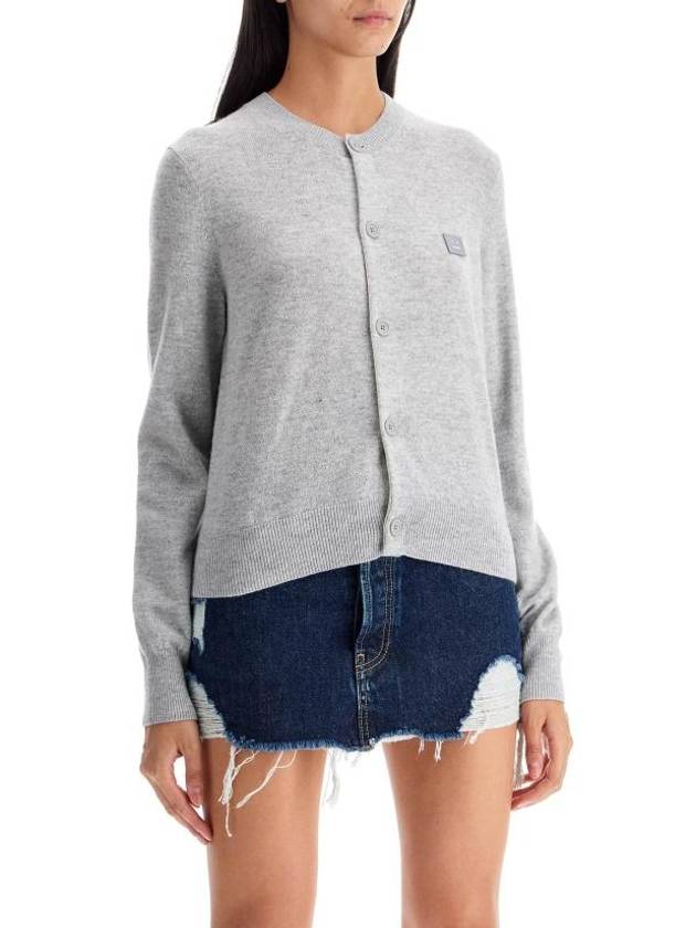 Face Patch Crop Cardigan Light Grey Melange - ACNE STUDIOS - BALAAN 3