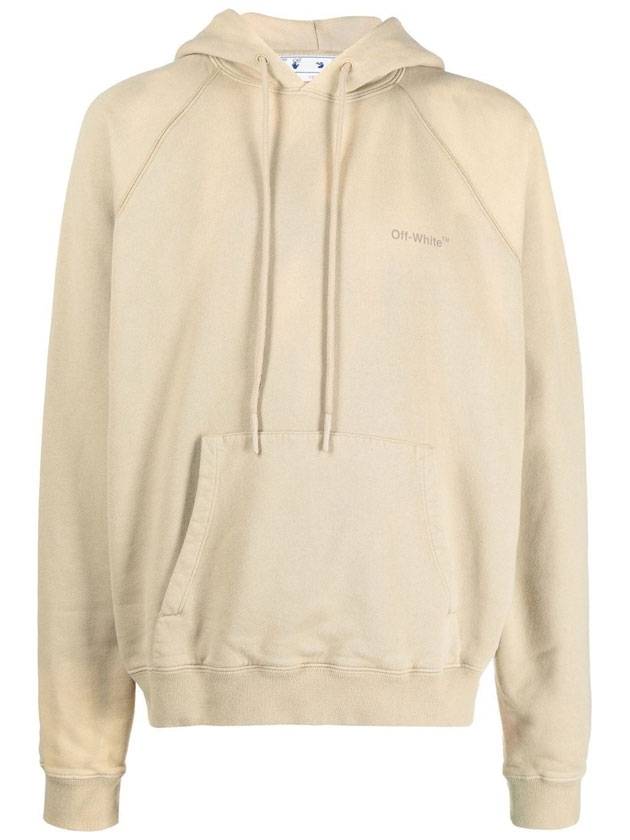 Logo Print Drawstring Hoodie Beige - OFF WHITE - BALAAN 1