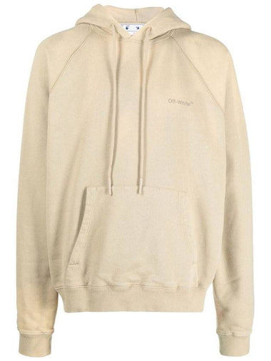 logo print drawstring hoodie beige - OFF WHITE - BALAAN 1