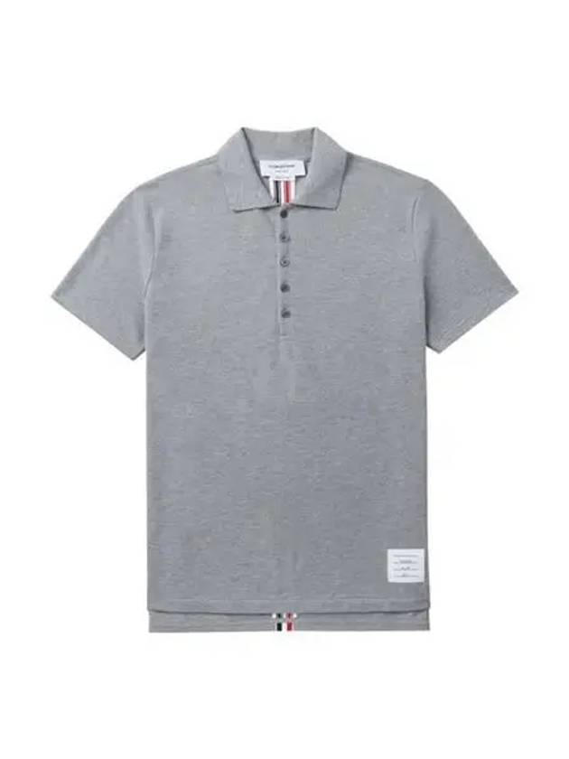 Men's Cotton Pique Center Bag Striped Short Sleeve Polo Shirt Grey - THOM BROWNE - BALAAN 2