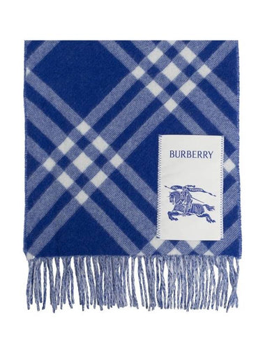 Burberry Logo Patch Check Fringe Scarf - BURBERRY - BALAAN 1