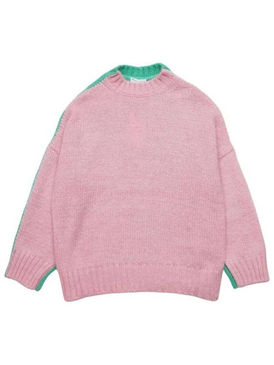 Color Block Crew Neck Knit Top Green Pink - JW ANDERSON - BALAAN 2