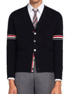 Milano Stitch Sprite Armband Cotton V-neck Cardigan Navy - THOM BROWNE - BALAAN 2