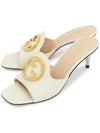 Women's Blondie Leather Heel Slippers Ivory - GUCCI - BALAAN 2