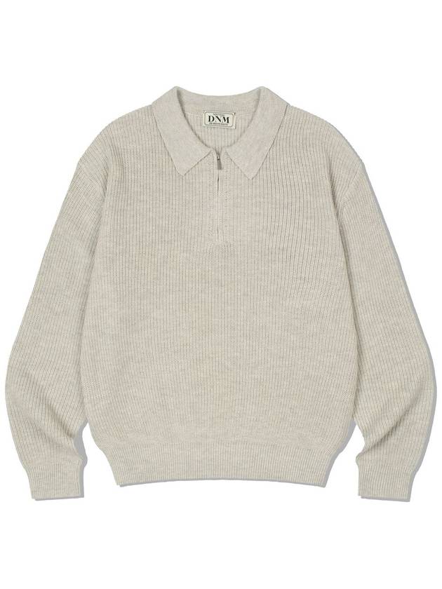 Zip-Up Collar Knit Top Light Grey - DE GRAND MATIN - BALAAN 3