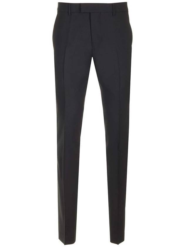 Cigarette Fit Wool Canvas Slacks Black - AMI - BALAAN 1