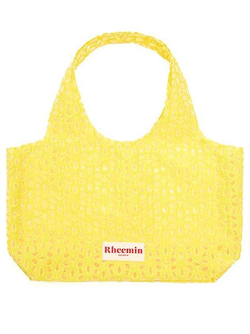 Flower jacquard shopper tote bag yellow - RHEEMIN - BALAAN 1