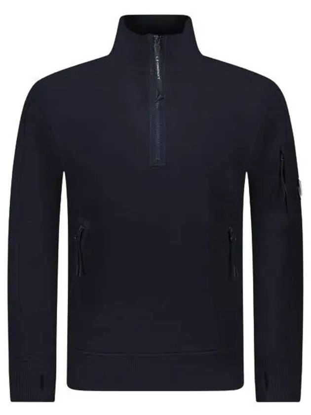 Diagonal Raised Fleece Half Zipped Sweatshirt Navy - CP COMPANY - BALAAN 2