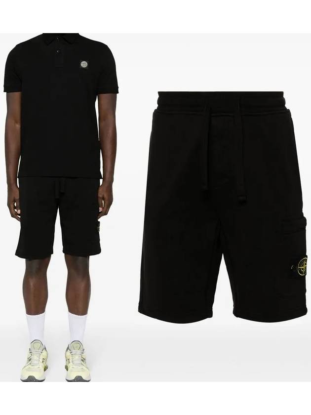 Fleece Bermuda Shorts Black - STONE ISLAND - BALAAN 2