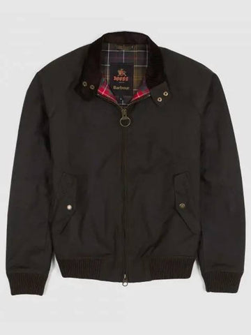 Waxed Harrington Zip Up Jacket Black - BARBOUR - BALAAN 1