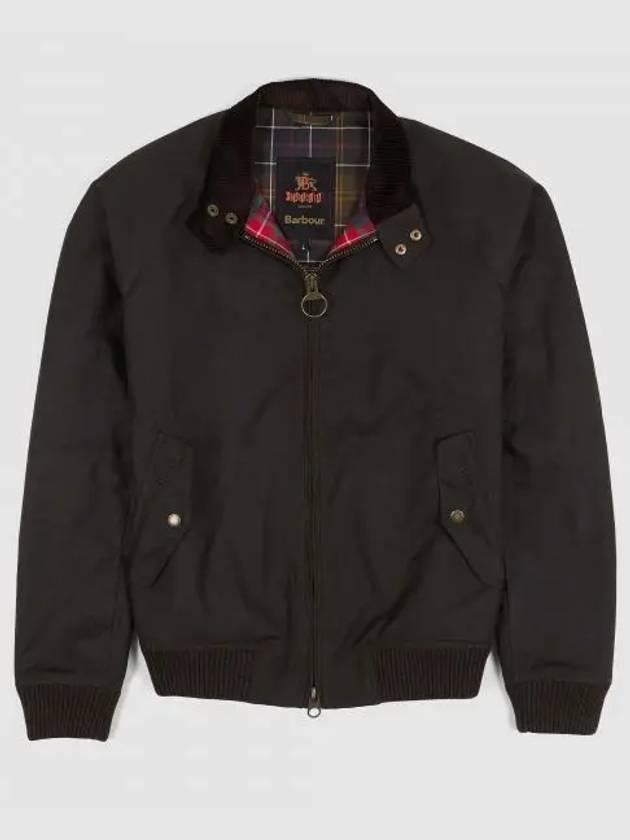 Waxed Harrington Zip Up Jacket Black - BARBOUR - BALAAN 2