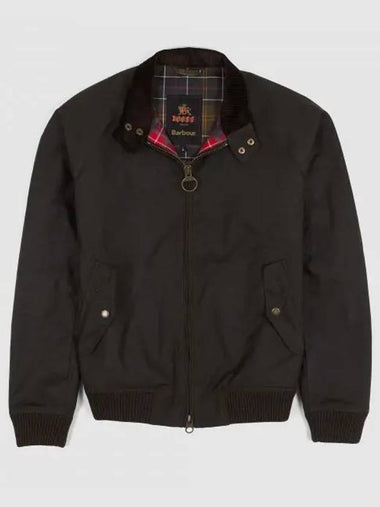 Waxed Harrington Zip Up Jacket Black - BARBOUR - BALAAN 1