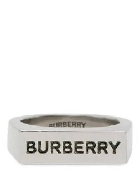 Engraved Palladium Plated Signet Ring Silver - BURBERRY - BALAAN 2