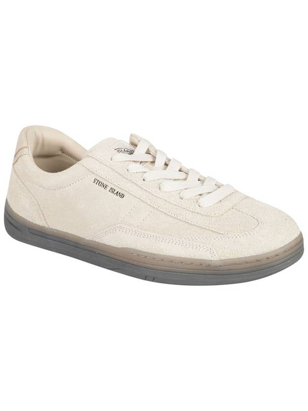 Logo Suede Low Top Sneakers Cream - STONE ISLAND - BALAAN 5