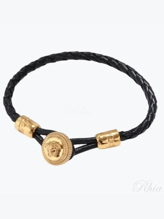 Medusa Biggie Leather Bracelet Black - VERSACE - BALAAN 2