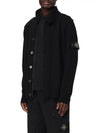 Wappen High Neck Button Up Wool Cardigan Black - STONE ISLAND - BALAAN 5