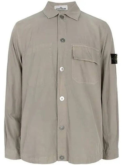 Cupro Cotton Twill Over Long Sleeve Overshirt Jacket Beige - STONE ISLAND - BALAAN 2