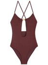 Triomphe Matte Jersey One Piece Swimsuit Prune - CELINE - BALAAN 1