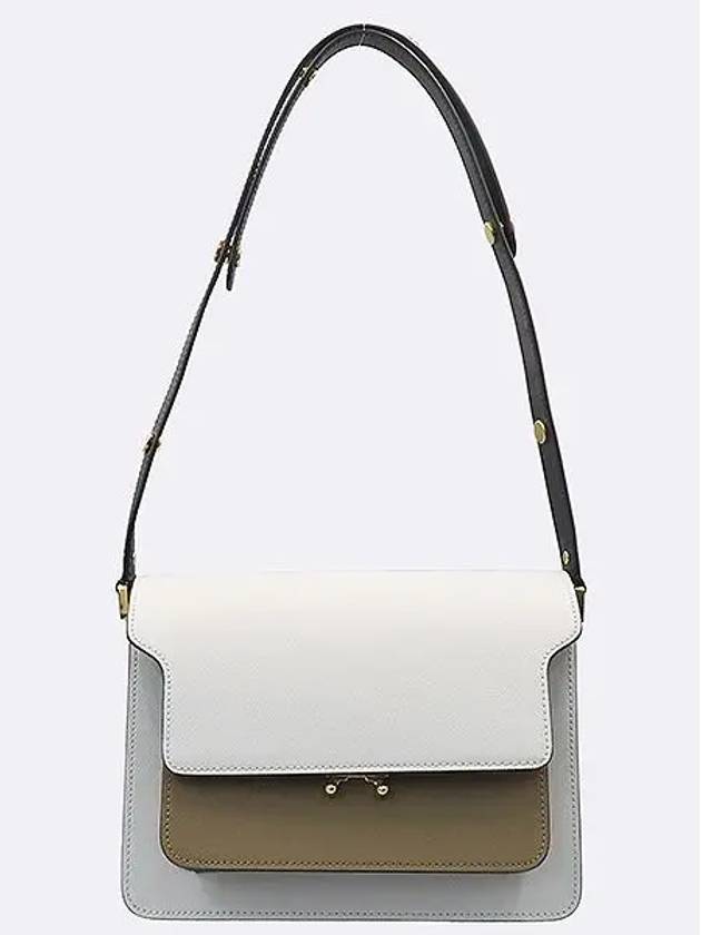 Black gray two tone TRUNK medium M size gold logo shoulder bag - MARNI - BALAAN 3