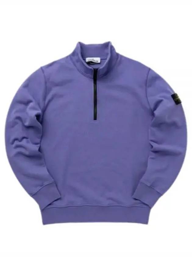 Logo Badge Half Zipper Cotton Fleece Knit Top Lavender - STONE ISLAND - BALAAN 2