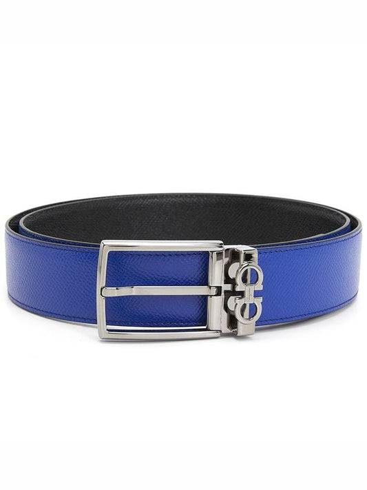 Gancini Reversible Adjustable Leather Belt Lapis Lazuli Black - SALVATORE FERRAGAMO - BALAAN 2
