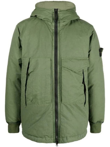 Opaque Nylon Twill Down Padded Green - STONE ISLAND - BALAAN 1