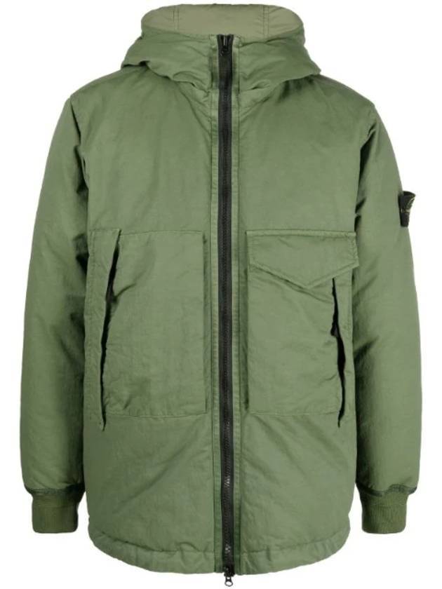 Opaque Nylon Twill Down Padded Green - STONE ISLAND - BALAAN 1