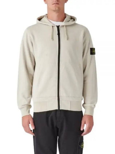 Men Wappen Cotton Fleece Hooded Zip Up Stucco - STONE ISLAND - BALAAN 2