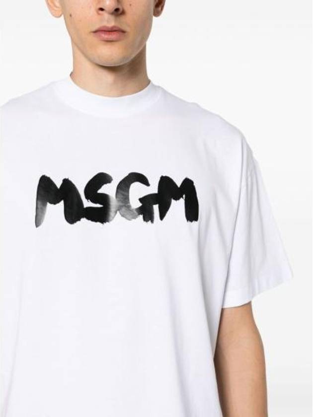 Brushed Logo Cotton Short Sleeve T-Shirt White - MSGM - BALAAN 6