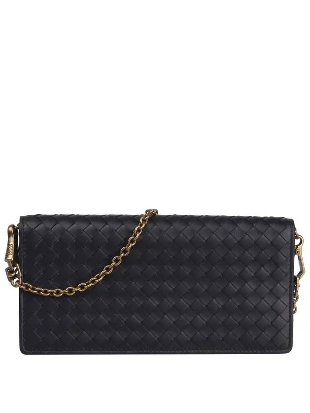 Leather Intrecciato Chain Shoulder Bag Black - BOTTEGA VENETA - BALAAN 2