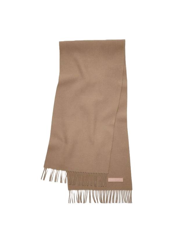 Studios Rich Wool Fringe Scarf Narrow Warm Beige - ACNE STUDIOS - BALAAN.