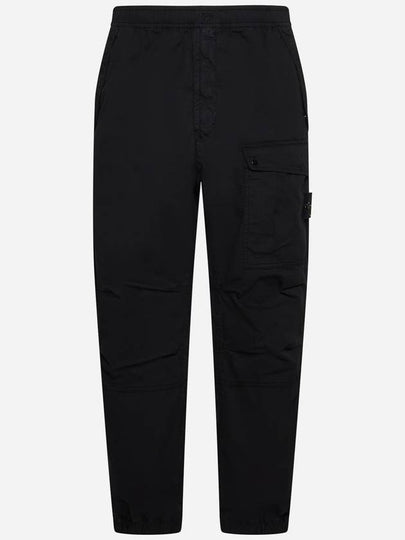 Logo Twill Cotton Cargo Track Pants Black - STONE ISLAND - BALAAN 2