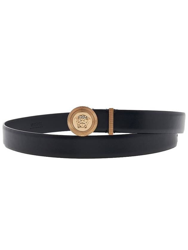 Medusa Logo Buckle Leather Belt Black - VERSACE - BALAAN 2