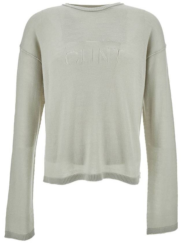 Grey Long Sleeve Top With Cunt Writing In Wool Man - RICK OWENS - BALAAN 1