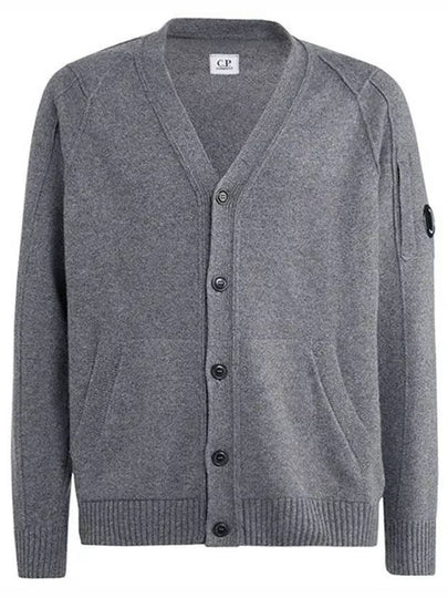 Men's Lens Wappen Lambswool Cardigan Grey - CP COMPANY - BALAAN 2