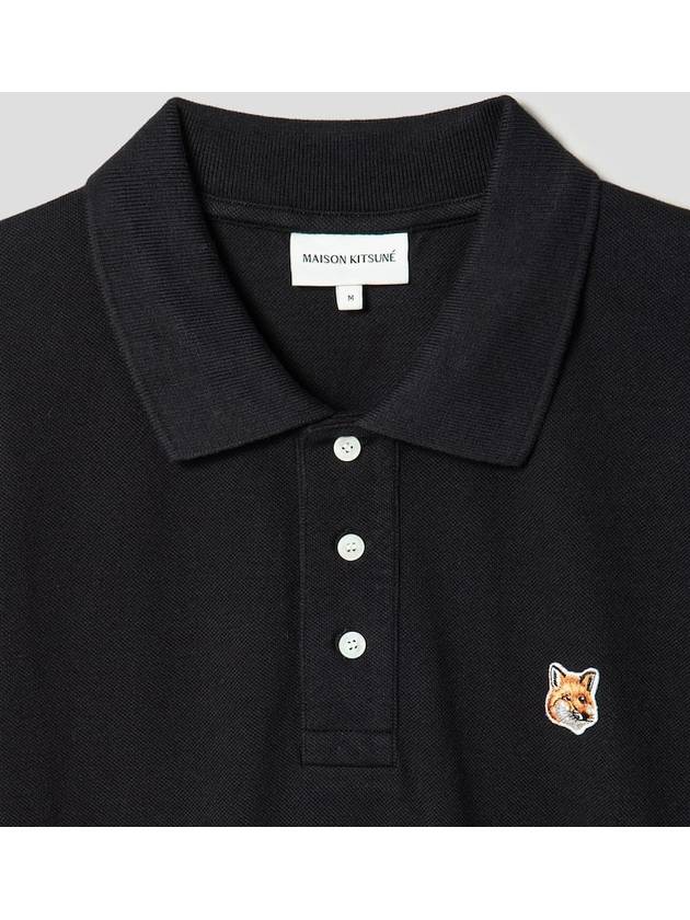 Fox Head Patch Cotton Polo Shirt Black - MAISON KITSUNE - BALAAN 3