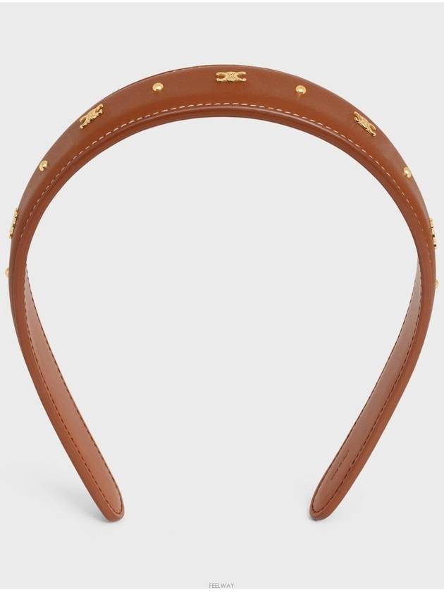 Triomphe Headband Calfskin & Gold Finish Brass Tan - CELINE - BALAAN 3