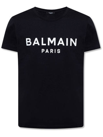 Logo Print Short Sleeve T-Shirt Black - BALMAIN - BALAAN 1