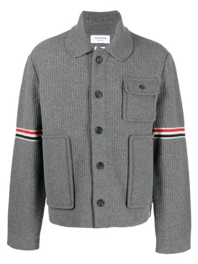 Men's Voile Wool Stripe Workman Jacket Grey - THOM BROWNE - BALAAN 2