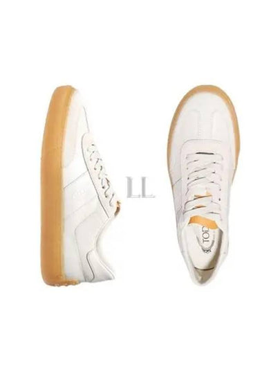 Round Toe Leather Low Top Sneakers White - TOD'S - BALAAN 2