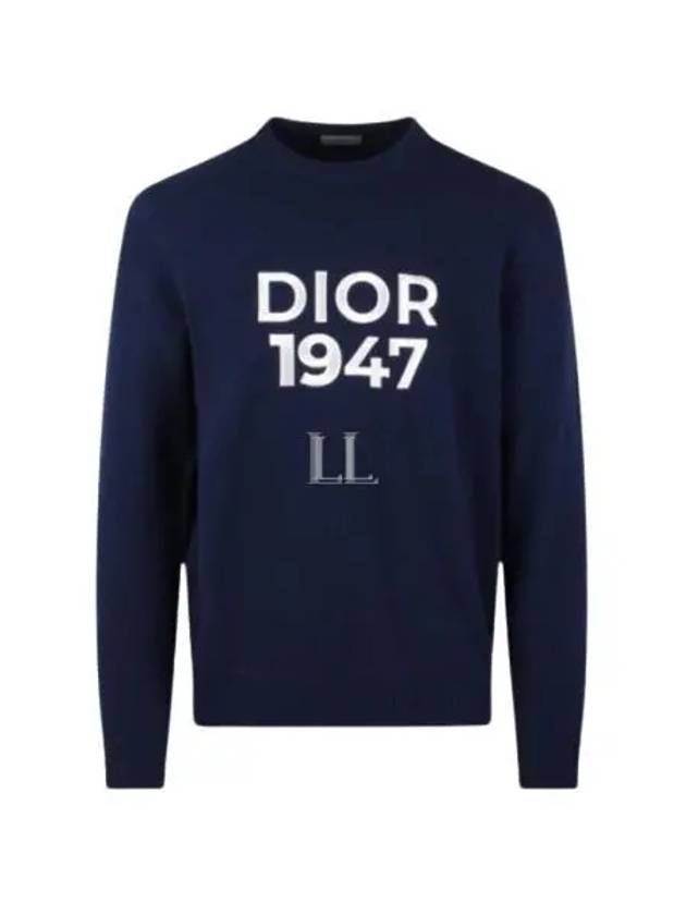 Wool Cashmere Crew Neck Knit Top Navy - DIOR - BALAAN 2