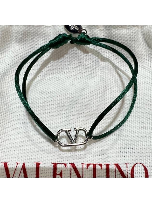 V Logo Signature Cotton Bracelet Green - VALENTINO - BALAAN.