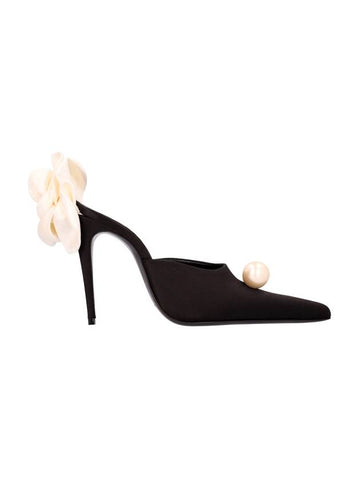 SATIN FLOWER HEEL MULES - MAGDA BUTRYM - BALAAN 1