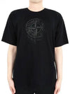 Men's Logo Print Crew Neck Short Sleeve T-Shirt Black - STONE ISLAND - BALAAN 2