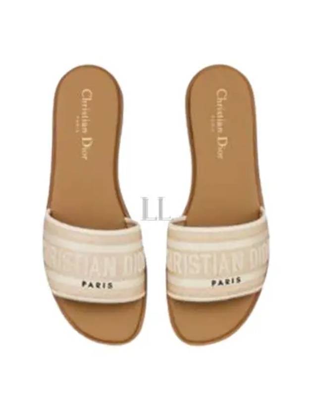 Dway Embroidered Cotton Raffia Slippers Natural White - DIOR - BALAAN 2