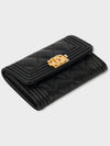 Boy  Flap Card Holder Grained Calfskin Gold Black - CHANEL - BALAAN 5