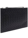 Intrecciato Strap Large Clutch Bag Black - BOTTEGA VENETA - BALAAN 4