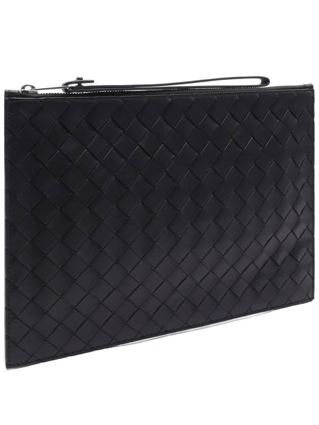 Intrecciato Strap Large Clutch Bag Black - BOTTEGA VENETA - BALAAN 4