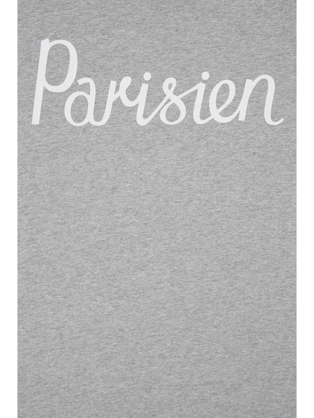 Parisian Logo Print Short Sleeve T-Shirt Gray - MAISON KITSUNE - BALAAN.